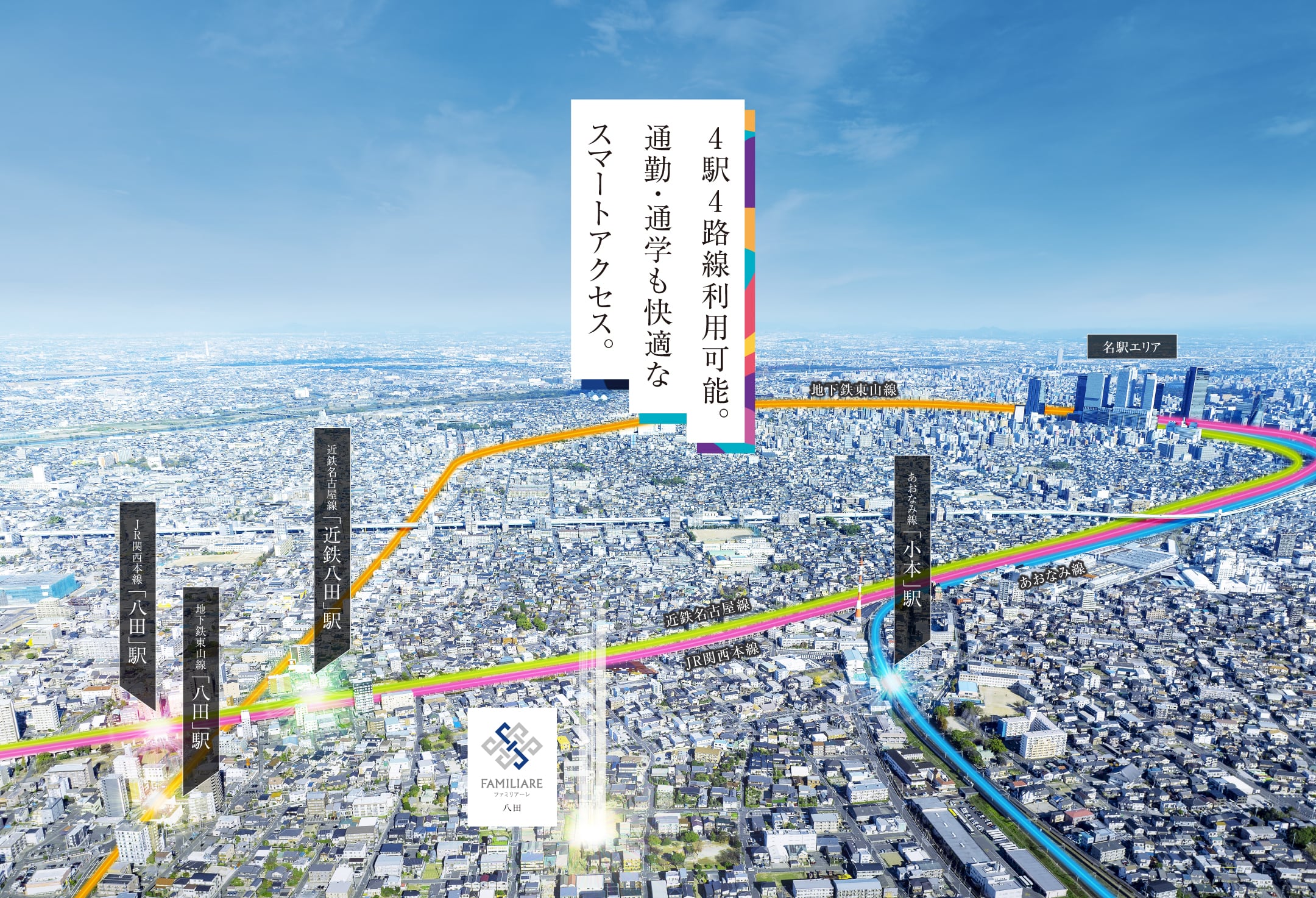 4駅4路線利用可能。通勤・通学も快適なスマートアクセス。