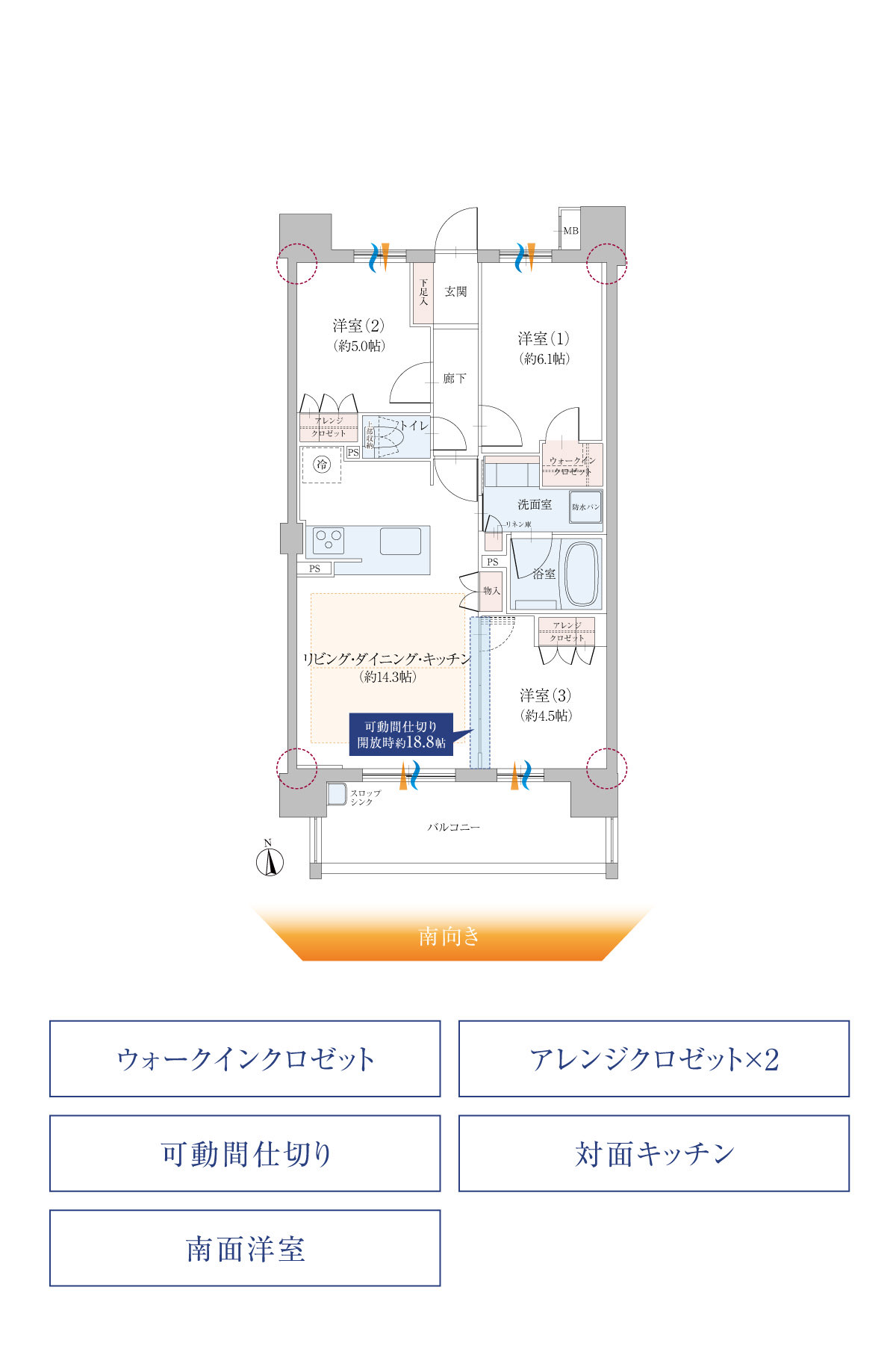 B TYPE 3LDK 間取り図