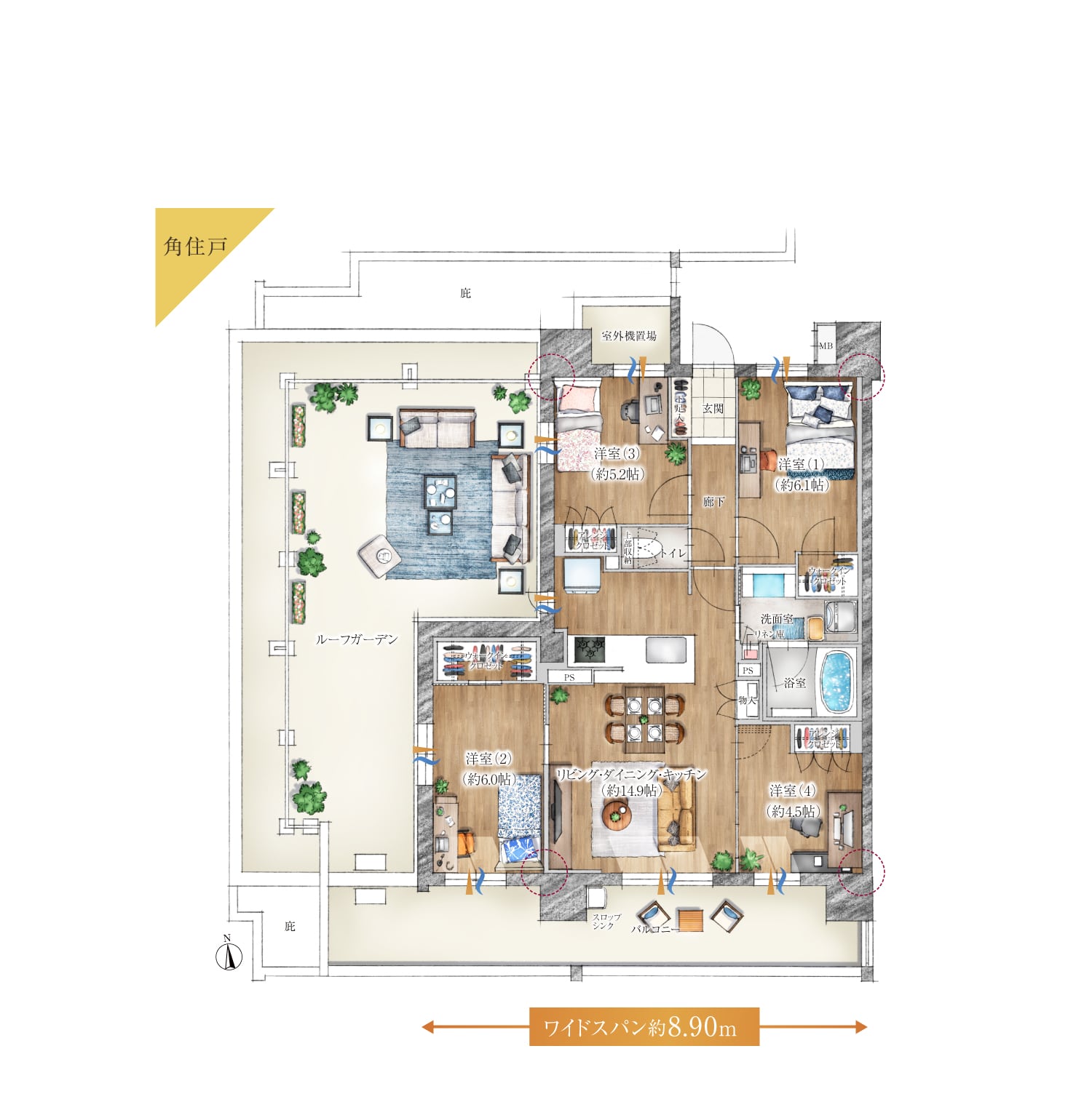 Er TYPE 4LDK 家具レイアウト図