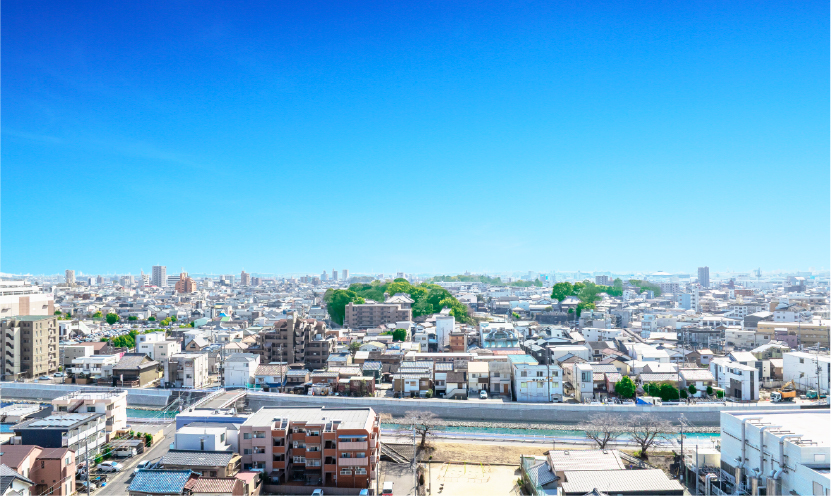 現地周辺上空から南方面を撮影